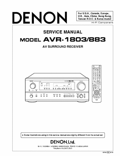 Denon AVR1803 Service Manual for DENON 1803